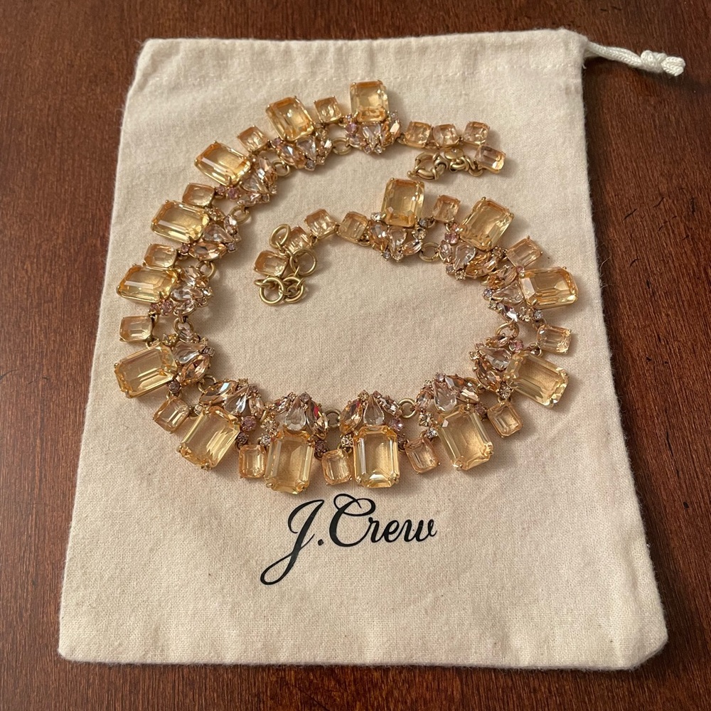 J Crew Cluster Drop Statement Necklace Champagne RARE